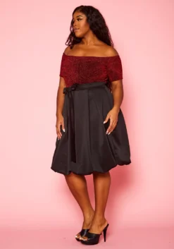 Plus Size Embellished Fit & Flare Dress -Asoph Fashion Shop 2021371 001 2