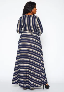 Plus Size Multi Striped Fit & Flare Maxi Dress -Asoph Fashion Shop 2021372 003 4