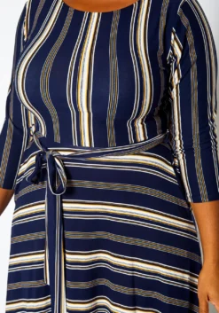 Plus Size Multi Striped Fit & Flare Maxi Dress -Asoph Fashion Shop 2021372 003 5