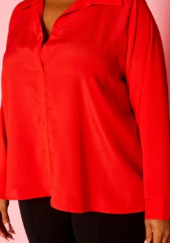 Plus Size Solid Collar Neck Shirt -Asoph Fashion Shop 2021374 005 0