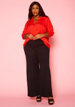 Plus Size Solid Collar Neck Shirt -Asoph Fashion Shop 2021374 005 3