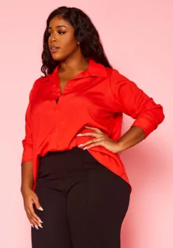 Plus Size Solid Collar Neck Shirt -Asoph Fashion Shop 2021374 005 4
