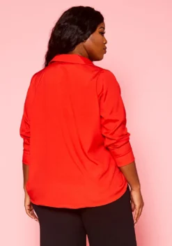 Plus Size Solid Collar Neck Shirt -Asoph Fashion Shop 2021374 005 5