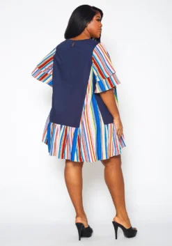 Plus Size Multi Striped Tunic Dress -Asoph Fashion Shop 2021381 001 4