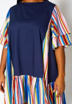 Plus Size Multi Striped Tunic Dress -Asoph Fashion Shop 2021381 001 5