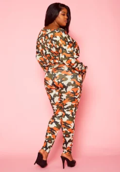Plus Size Camo Pattern Matching Two Piece Set -Asoph Fashion Shop 2021383 001 4