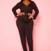 Plus Size Wrap Crop Top & Ruched Leggings Set