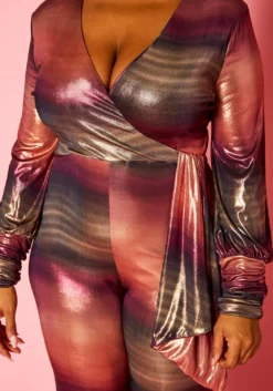 Plus Size Gradient Pattern Metallic Jumpsuit -Asoph Fashion Shop 2021389 001 5