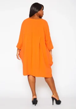 Plus Size Solid Short Sleeve Tunic Dress -Asoph Fashion Shop 2021409 001 5