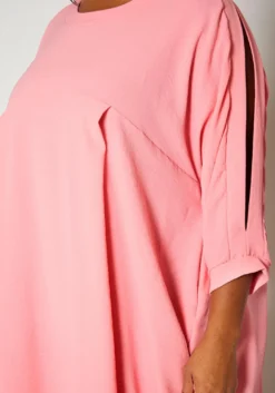 Plus Size Solid Short Sleeve Tunic Dress -Asoph Fashion Shop 2021409 003 1