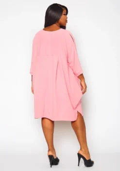 Plus Size Solid Short Sleeve Tunic Dress -Asoph Fashion Shop 2021409 003 6