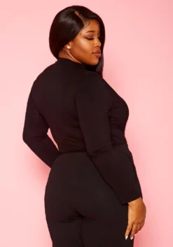 Plus Size High Neck Long Sleeve Bodysuit -Asoph Fashion Shop 2021411 001 4