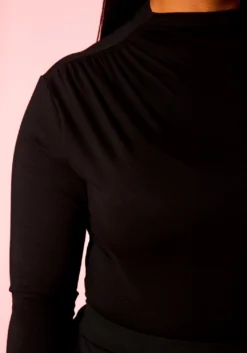 Plus Size High Neck Long Sleeve Bodysuit -Asoph Fashion Shop 2021411 001 5