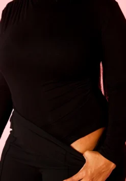 Plus Size High Neck Long Sleeve Bodysuit -Asoph Fashion Shop 2021411 001 6