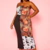 Plus Size Pop Art Face Print Tube Dress