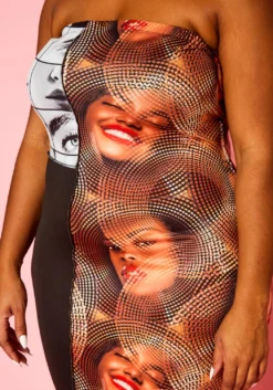 Plus Size Pop Art Face Print Tube Dress -Asoph Fashion Shop 2021415 001 5