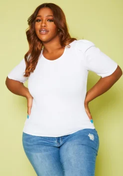 Plus Size Solid Fitted Blouse -Asoph Fashion Shop 2021418 002 3