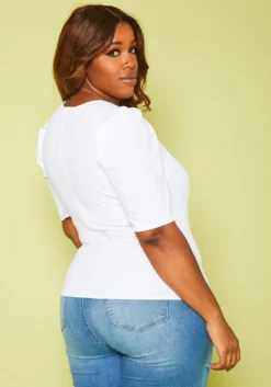 Plus Size Solid Fitted Blouse -Asoph Fashion Shop 2021418 002 5