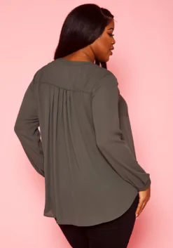 Plus Size Dotted Long Sleeve Blouse -Asoph Fashion Shop 2021421 003 5