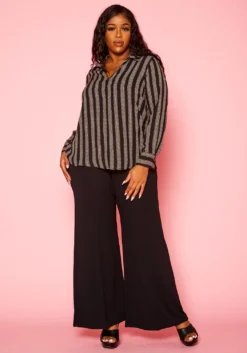 Plus Size Minimal Chain Link Print Collar Blouse -Asoph Fashion Shop 2021422 001 3