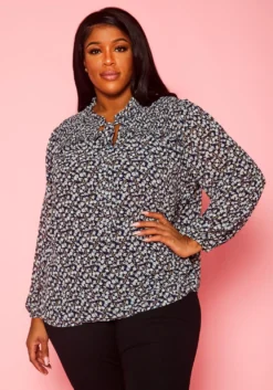 Plus Size Pleione Floral Print Blouse