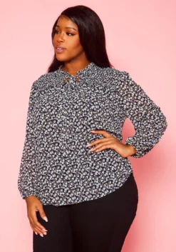 Plus Size Pleione Floral Print Blouse 7 Plus Size Pleione Floral Print Blouse -Asoph Fashion Shop 2021428 001 3