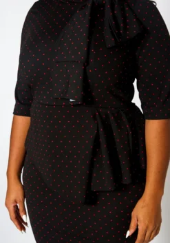 Plus Size Polka Dot Print Peplum Mini Dress -Asoph Fashion Shop 2022396 002 5