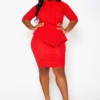 Plus Size Polka Dot Print Peplum Mini Dress