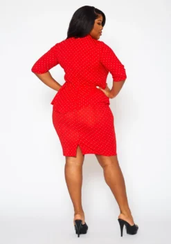Plus Size Polka Dot Print Peplum Mini Dress -Asoph Fashion Shop 2022396 003 4
