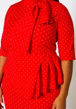 Plus Size Polka Dot Print Peplum Mini Dress -Asoph Fashion Shop 2022396 003 5