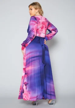 Plus Size Rose Gradient Print Fit & Flare Maxi Dress -Asoph Fashion Shop 2022397 001 4