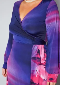 Plus Size Rose Gradient Print Fit & Flare Maxi Dress -Asoph Fashion Shop 2022397 001 5