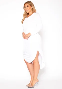 Plus Size Curved Hem Hooded Midi Dress -Asoph Fashion Shop 2022400 001 3