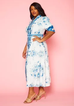 Plus Size Oriental Floral Print Maxi Dress -Asoph Fashion Shop 2022402 001 3