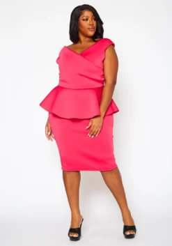 Plus Size Sleeveless V Neck Peplum Dress -Asoph Fashion Shop 2022411 004 2