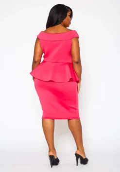 Plus Size Sleeveless V Neck Peplum Dress -Asoph Fashion Shop 2022411 004 4