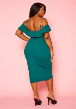 Plus Size Off Shoulder Drape Front Cocktail Dress -Asoph Fashion Shop 2022414 002 4