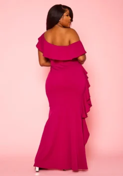 Plus Size Ruffle Trim High Low Gown 10 Plus Size Ruffle Trim High Low Gown -Asoph Fashion Shop 2022415 002 4