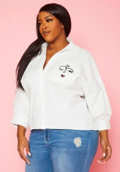 Plus Size Pocket Print Collar Neck Shirt -Asoph Fashion Shop 2022428 001 3