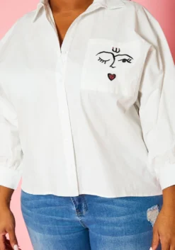 Plus Size Pocket Print Collar Neck Shirt -Asoph Fashion Shop 2022428 001 5