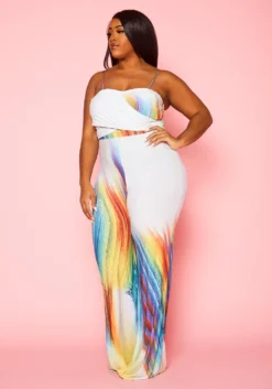 Plus Size Abstract Pattern Cami Jumpsuit -Asoph Fashion Shop 2022431 001 4