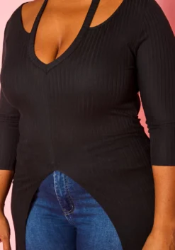 Plus Size Split Hem Longline Top -Asoph Fashion Shop 2022436 001 6