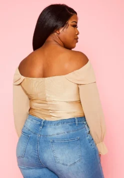 Plus Size Off Shoulder Long Sleeve Bodysuit -Asoph Fashion Shop 2022440 002 4