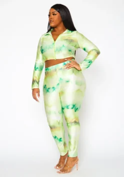 Plus Size Lime Green Matching Two Piece Set -Asoph Fashion Shop 2022444 001 2
