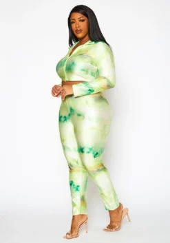 Plus Size Lime Green Matching Two Piece Set -Asoph Fashion Shop 2022444 001 3