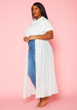 Plus Size Collar Neck Tulle Longline Top -Asoph Fashion Shop 2022447 001 2