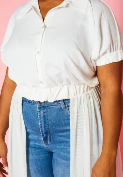 Plus Size Collar Neck Tulle Longline Top -Asoph Fashion Shop 2022447 001 5