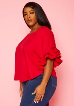 Plus Size Accordion Sleeve Blouse -Asoph Fashion Shop 2022450 002 2