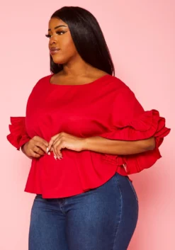 Plus Size Accordion Sleeve Blouse -Asoph Fashion Shop 2022450 002 3