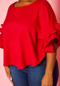 Plus Size Accordion Sleeve Blouse -Asoph Fashion Shop 2022450 002 5